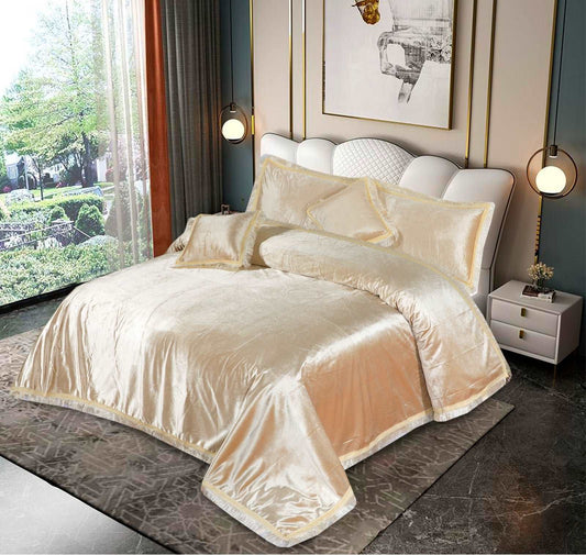 5pcs Bed Spread Silky Velvet Malai Set