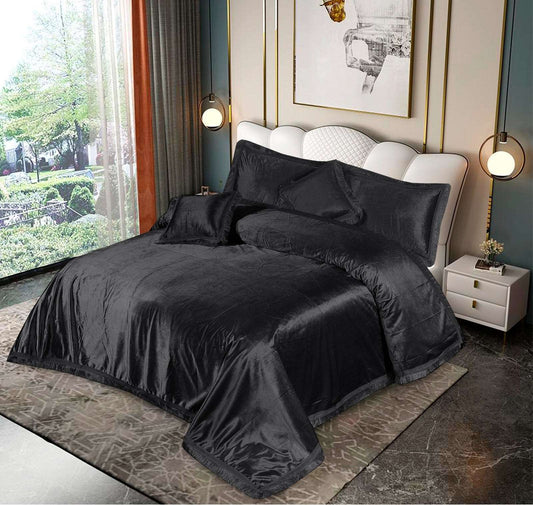 5pcs Bed Spread Silky Velvet Malai Set