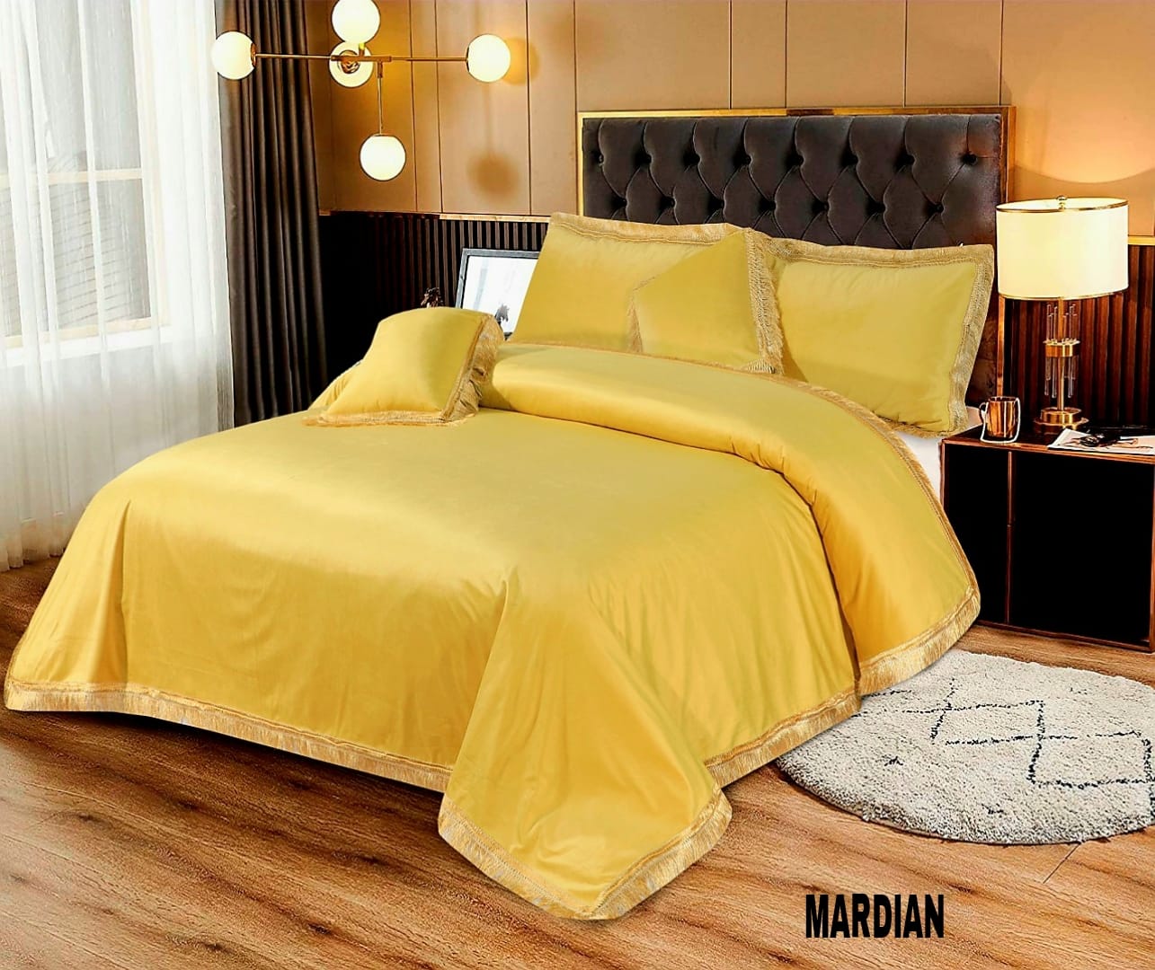 5pcs Bed Spread Silky Velvet Malai Set