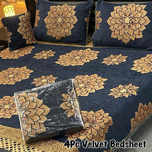 4pcs Bed Spread Velvet jacquard